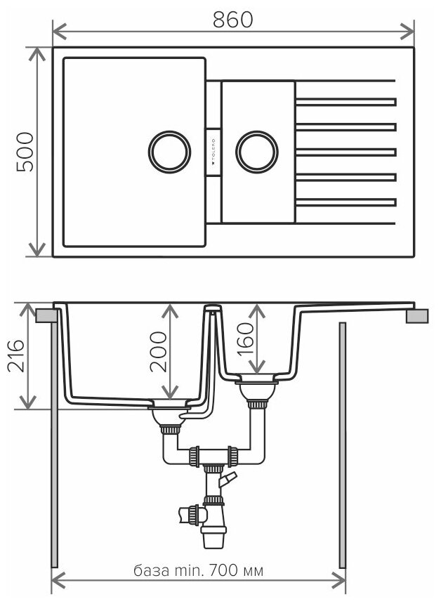 Мойка кухонная Tolero TL-860, TL-860 №101 бежевый - фотография № 9