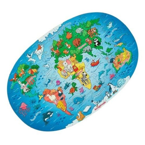 ЛазерПРО Фигурный пазл Карта мира. Животные 01121 toysib фигурный пазл карта мира животные