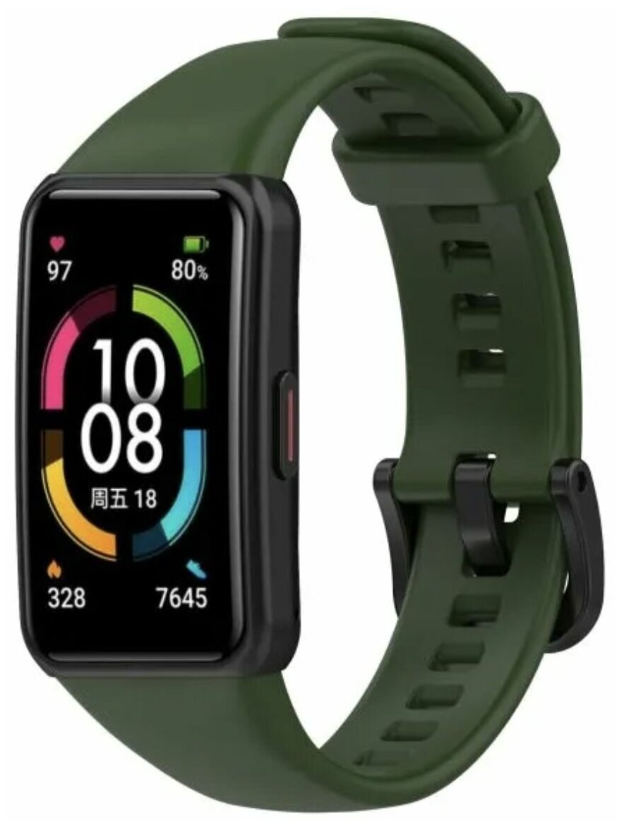 Ремешок силиконовый для смарт-часов Huawei Honor Band 6 зеленый