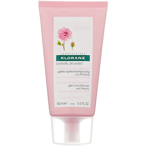 Klorane гель-кондиционер Soothing & Anti-irritating with Peony, 150 мл шампунь для волос успокаивающий с экстрактом пиона klorane клоран 400мл