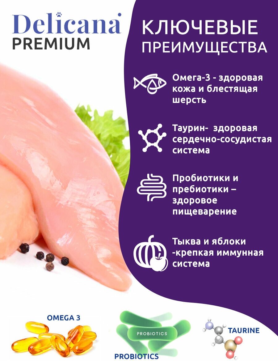 DELICANA Корм для кошек с чувствительным пищеварением с индейкой, 400 г - фото №2