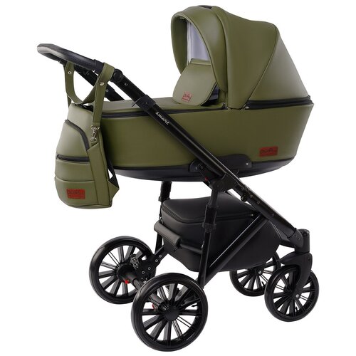 Универсальная коляска DeLorean Smart (3 в 1), green, цвет шасси: черный