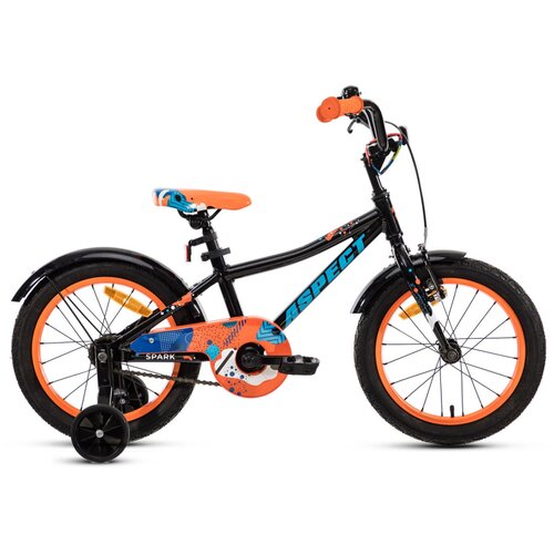 фото Детский велосипед aspect spark (2021) черный/оранжевый (требует финальной сборки)