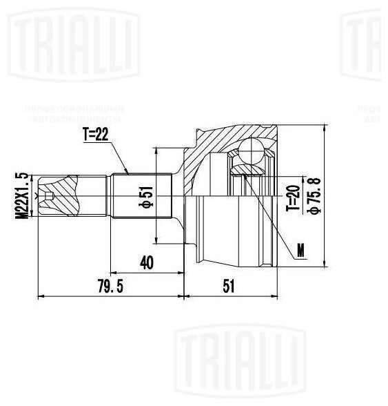 Наружный ШРУС TRIALLI GO 2112 - фотография № 3