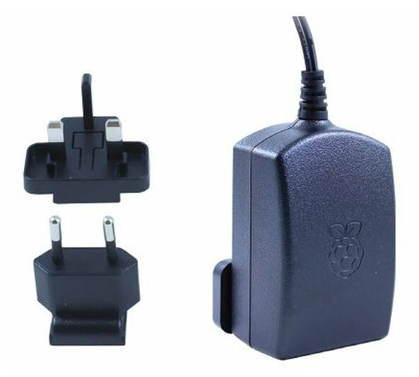 Блок питания Raspberry Pi 3 Model B Official Power Supply Retail Black 5.1V 2.5A Cable 1.5 m Micro USB output jack для Pi (909-8135)(123-5272)