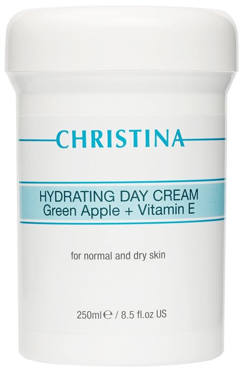 Christina Hydrating Day Cream Green Apple + Vitamin E For Normal And Dry Skin Увлажняющий дневной крем с витамином Е для нормальной и сухой кожи Зеленое яблоко, 250 мл