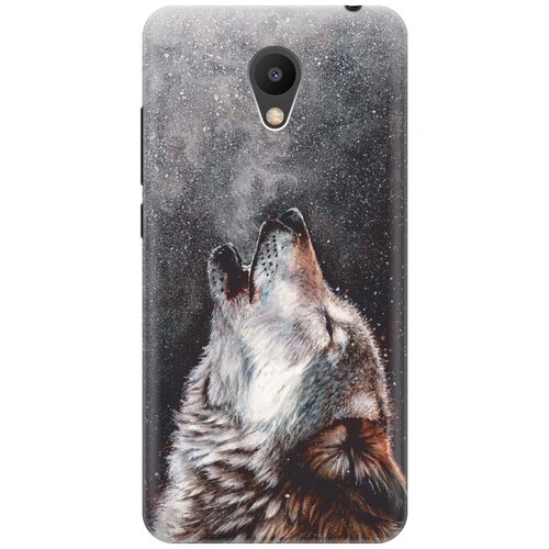 фото Cиликоновый чехол на meizu m6 / мейзу м6 с принтом "морозный волк" gosso