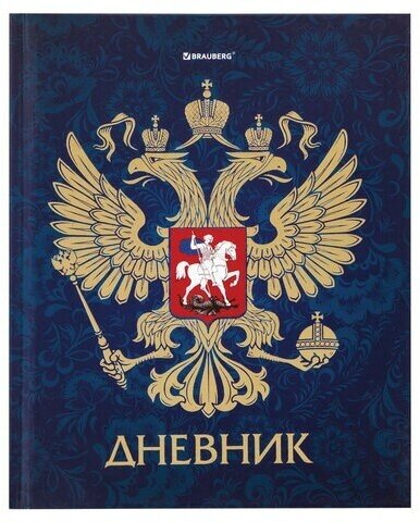 Дневник 5-11 класс, 48 л, твердый, BRAUBERG, фольга, с подсказом, "Российский", 106075