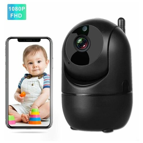 Беспроводная ip камера видеонаблюдения wi-fi с обзором 360 градусов с датчиком движения черная 139900₽