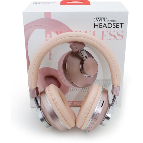 Наушники беспроводные с микрофоном розовые Just for fun полноразмерные usb mini jack 35 mm MicroSD на голову 29900₽