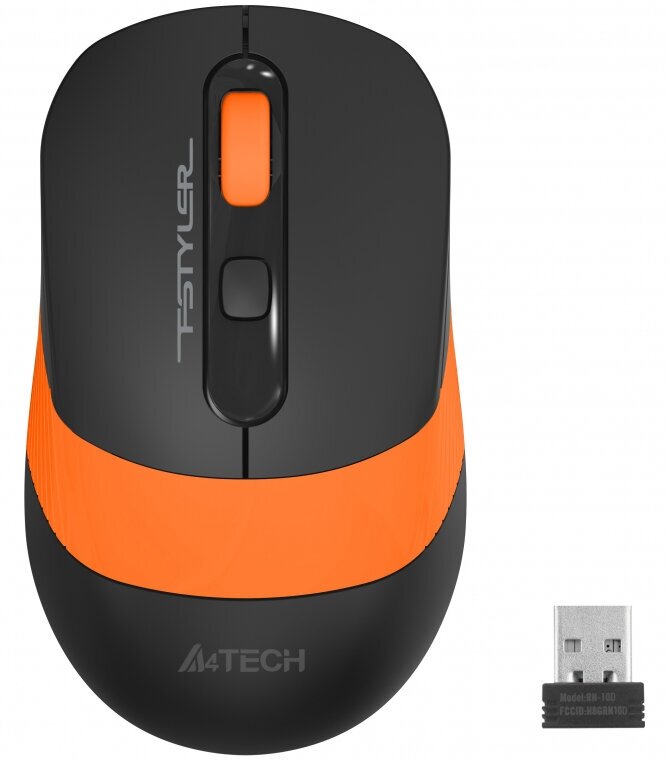 Мышь беспроводная A4Tech FG10S, 2000 dpi, USB, черный/оранжевый (1204066)