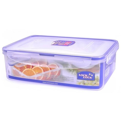 LocknLock Контейнер Rectangular HPL826M 2.1 л, 18x24.8 см, синий/прозрачный
