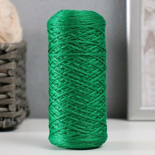 Пряжа-шнур, 100% полиэфир 1мм, 200 м/75 гр, зелёный цвет, 1 шт.