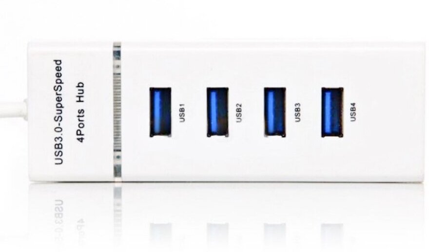 USB-концентратор USB 30 на 4 порта HUB разветвитель портативный для периферийных устройств расширитель ПК белый провод 120