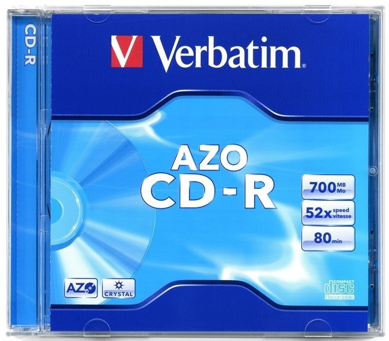 Диск CD-R Verbatim 700Mb 52x, 1 шт, AZO Crystal, Jewel Case (43326)