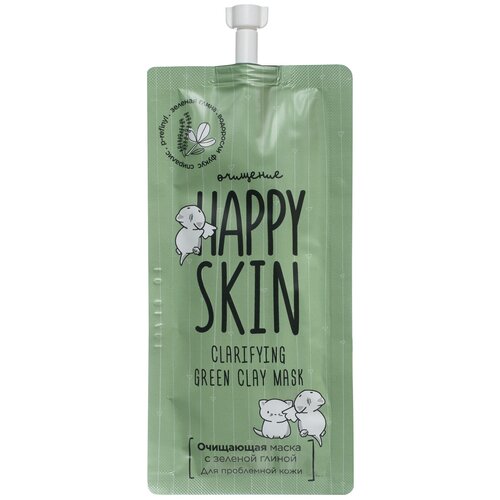 Happy Skin Очищающая маска с зеленой глиной Clarifying green clay mask, 20 мл