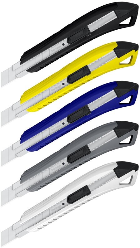 Нож канцелярский 18мм Berlingo Razzor 200, auto-lock, металл. направл, ассорти, европодвес, 10шт. (BM4130)