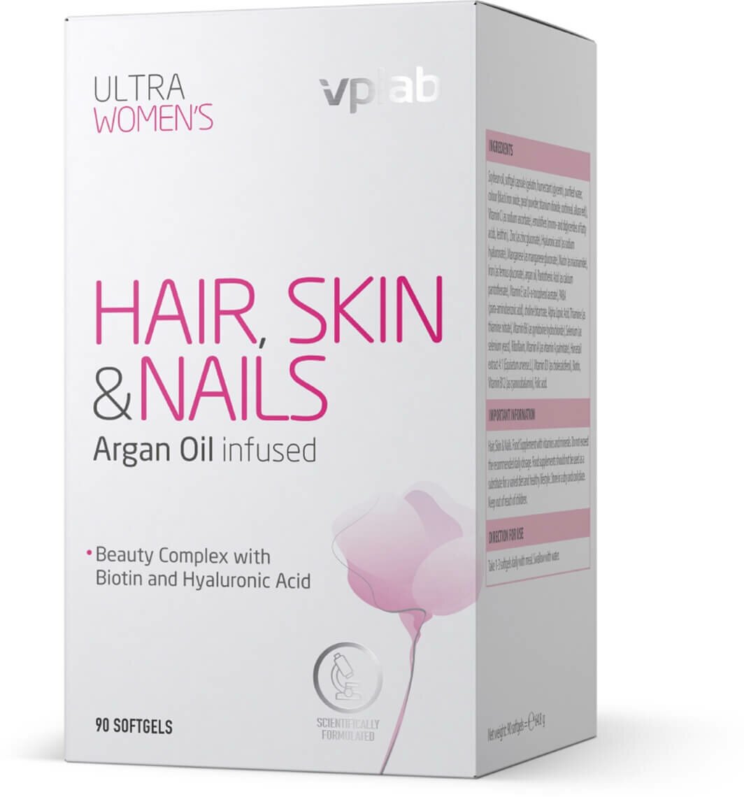 VPLab Nutrition Комплекс для улучшения состояния волос, ногтей и кожи VPLAB Ultra Women’s Hair, Skin & Nails, 90 капсул, VPLab Nutrition