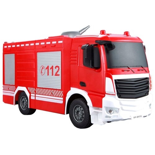Пожарный автомобиль Double Eagle E572-003, 1:26, 30 см, красный/белый радиоуправляемая пожарная машина mercedes benz actros масштаб 1 20 2 4g брызгает водой