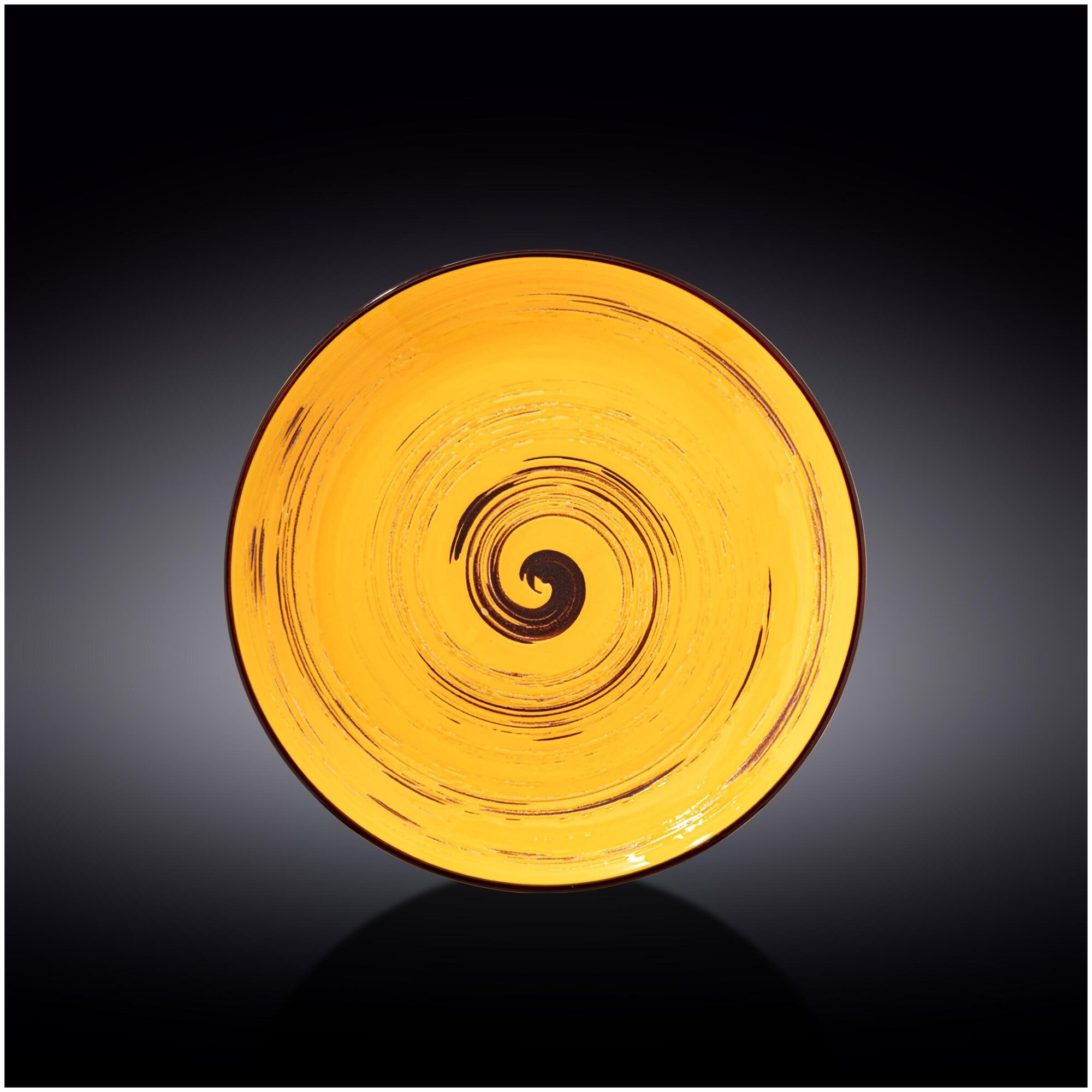Тарелка обеденная Wilmax, Фарфор, круглая, 25,5 см, желтый цвет, коллекция Spiral (WL-669414/A)