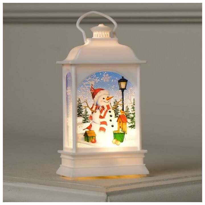 Фигурка Luazon Lighting Фонарь Снеговик и птички 13 см