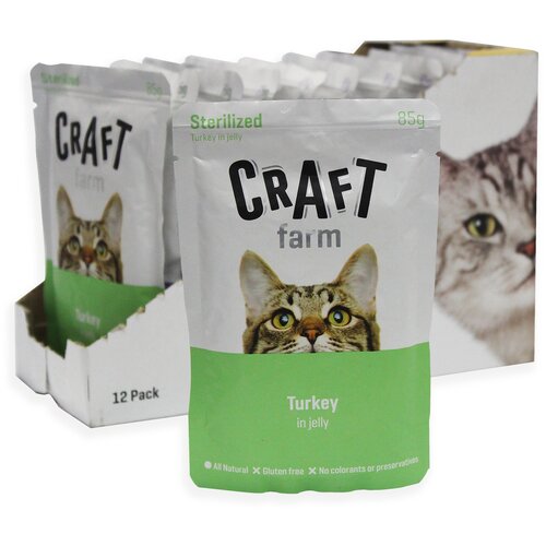 CRAFT FARM Sterilized корм для стерилизованных кошек Индейка в желе 85г (12шт)