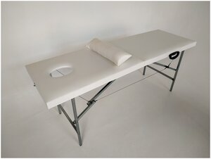 Массажный стол 70*190 белый с вырезом для лица и регулировкой высоты складной