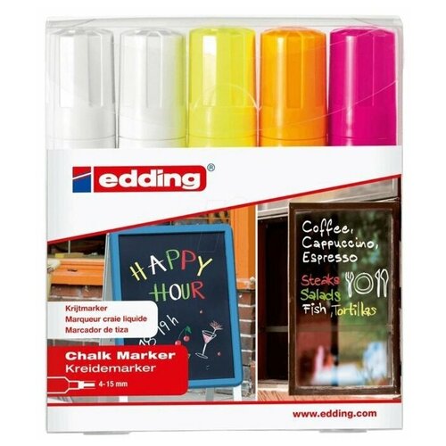 Edding Маркеры меловые, 5 шт. (4090/5S), 5 шт. edding набор меловых маркеров 4090 4 цвета sela