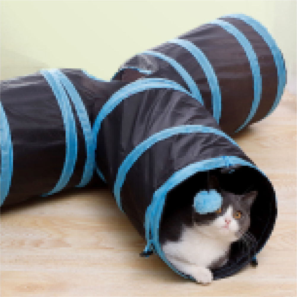 Туннель для кошек ZooWell Т-образный с игрушкой-шариком 80см - фотография № 4