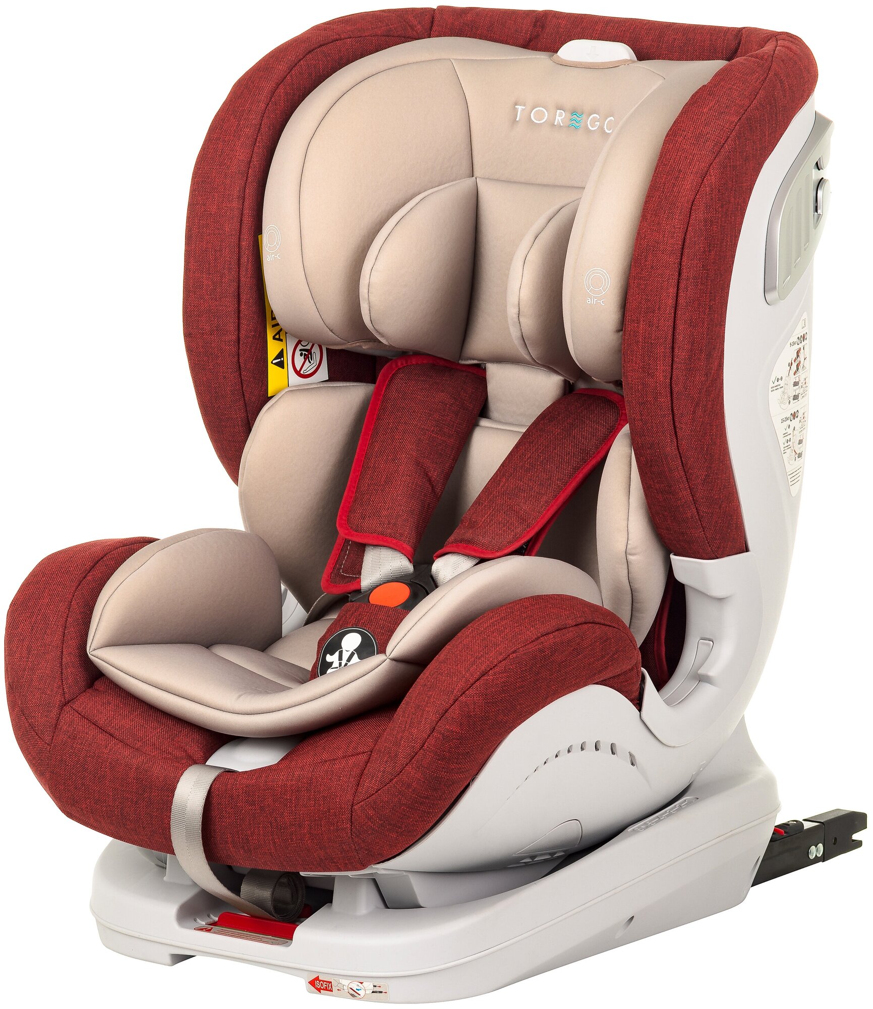 Автокресло TOREGO DRIVE ISOFIX Красный/Лён