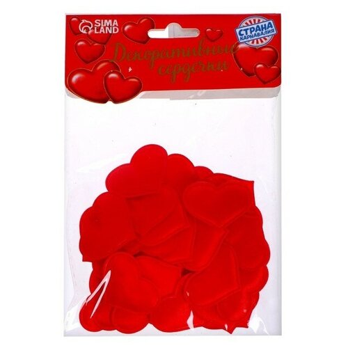 Страна Карнавалия Сердечки декоративные, набор 50 шт, 3,2 см, цвет красный