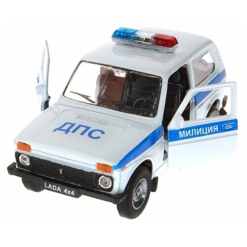 Полицейский автомобиль Welly LADA 4x4 Милиция ДПС (42386PB) 1:34, 12 см, белый полицейский автомобиль welly газель милиция дпс 42387apb 12 5 см белый синий