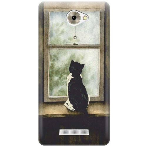 фото Cиликоновый чехол кот у окна на bq bqs - 5070 magic / би кью 5070 re:pa