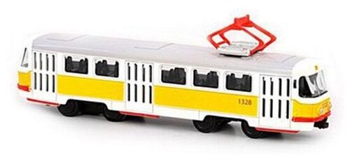 Трамвай Play Smart Tatra T3SU (6411B) 1:87, 17 см, белый/желтый