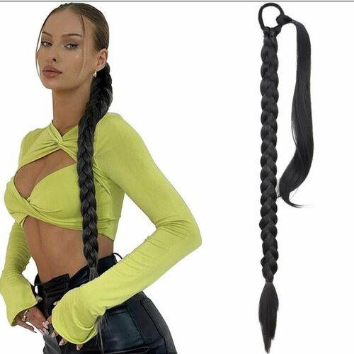 Накладной хвост на резинке, шиньон, длинный хвост, афрохвост