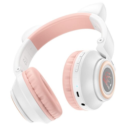 Наушники беспроводные с ушками Borofone BO18 бело-розовые 124600₽