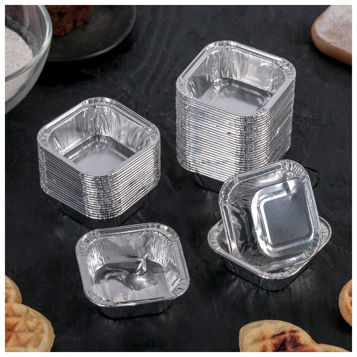 фото Набор форм для выпечки из фольги, 7,5×3 см, 50 шт