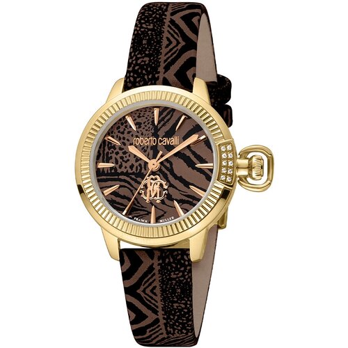 Наручные часы Roberto Cavalli by Franck Muller Logo, коричневый, золотой
