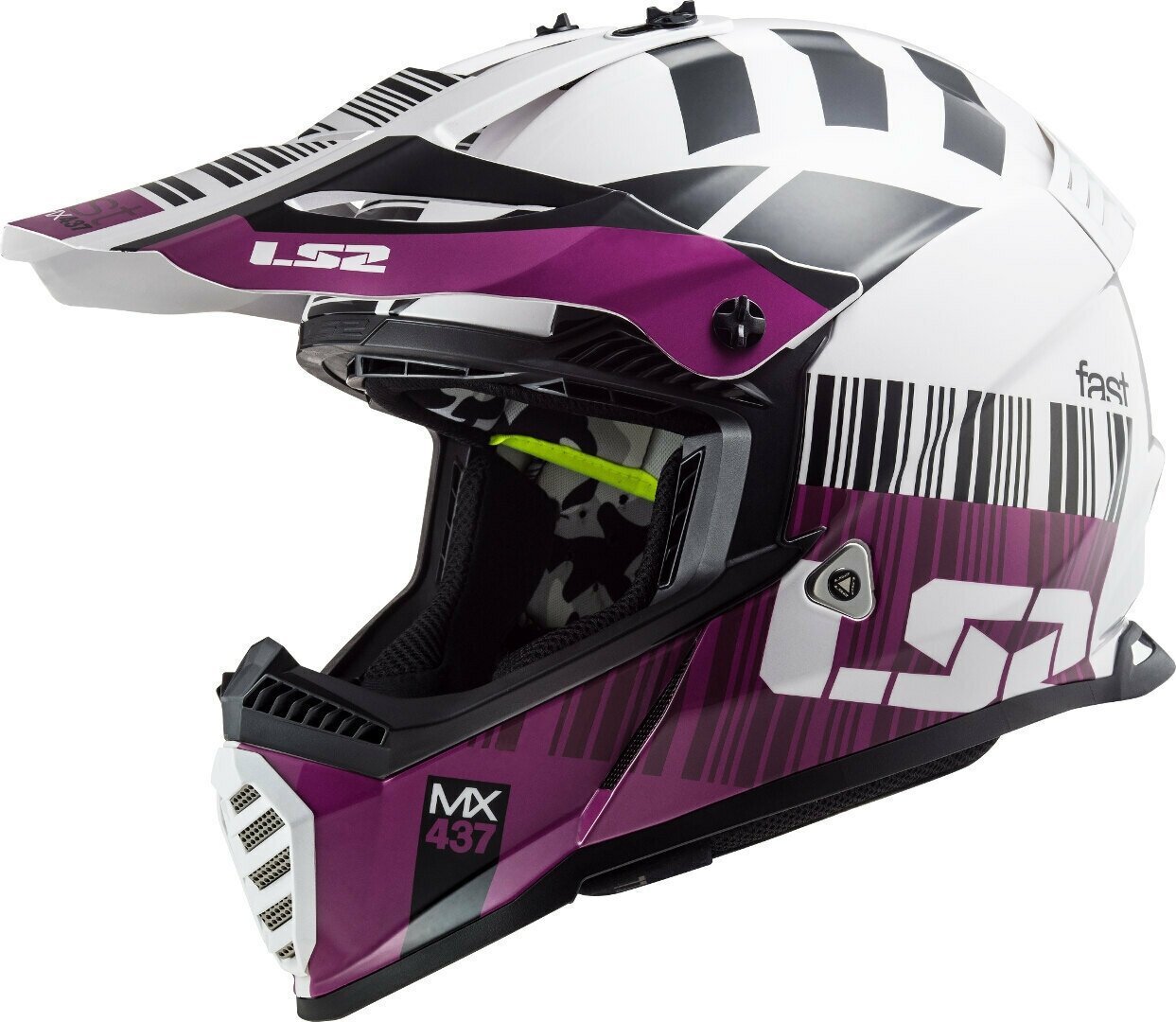 Мотошлем MX437 FAST XCODE LS2 бело-фиолетовый, L