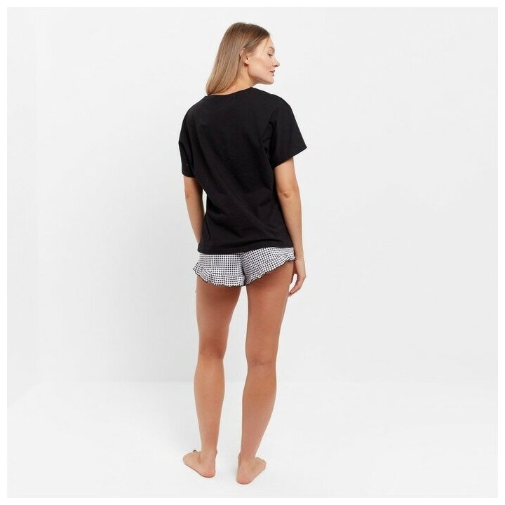 Комплект женский домашний (футболка/шорты), цвет чёрный, размер 44 - фотография № 13