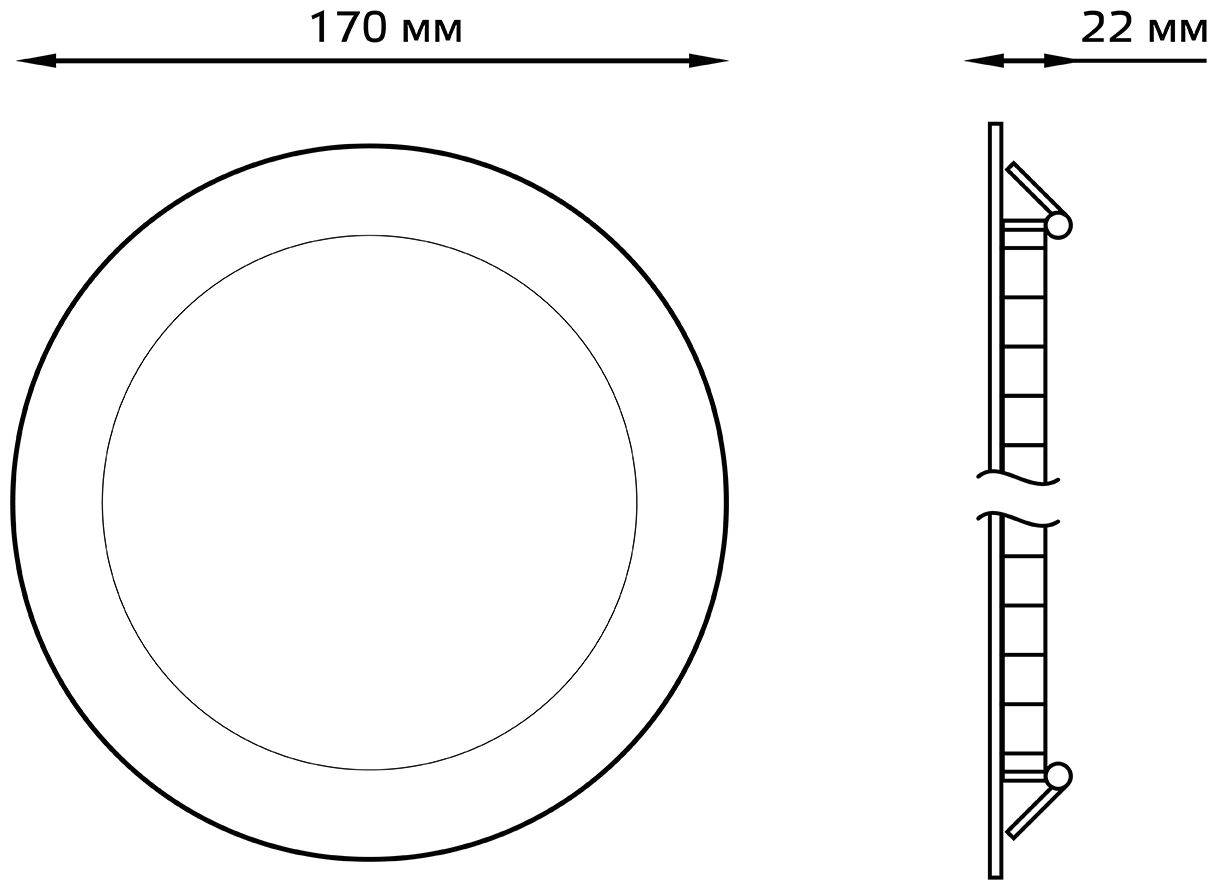 Встраиваемый светильник Gauss ультратонкий круглый IP20 15W,170х22, 155, 6500K 1250лм 1/20