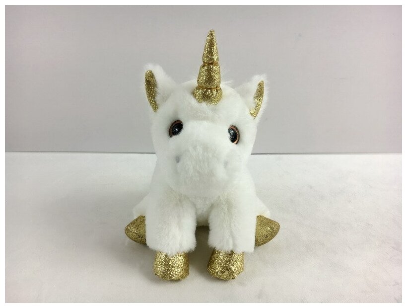 Мягкая игрушка ABtoys Единорог белый с золотом 15 см