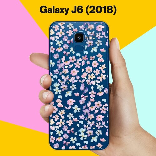 Силиконовый чехол Цветочки на Samsung Galaxy J6 (2018) силиконовый чехол на samsung galaxy j6 2018 самсунг джей 6 плюс с принтом цветочки на синем фоне