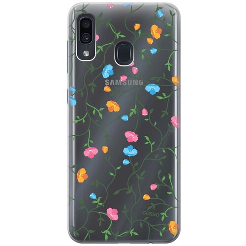 фото Ультратонкий силиконовый чехол-накладка clearview для samsung galaxy a20 / a30 с 3d принтом "сurly flowers" gosso