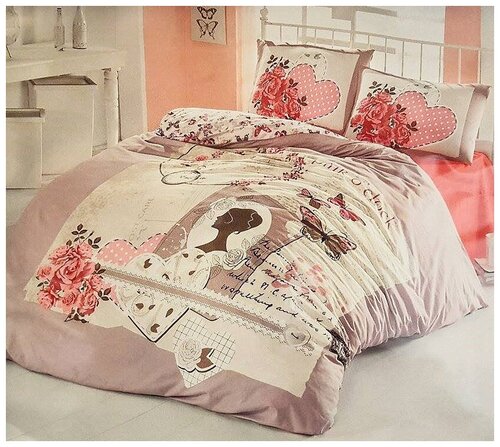 Комплект постельного белья Irina Home Sura, евростандарт, ранфорс, розовый