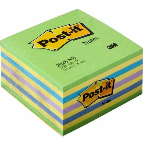 Стикеры Post-it Original 76x76 мм неоновые 5 цветов (1 блок, 450 листов)