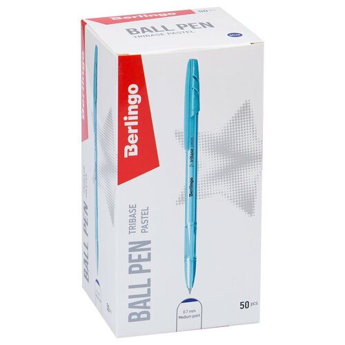 фото Berlingo набор шариковых ручек tribase pastel, 0.7 мм, синий цвет чернил, 50 шт.