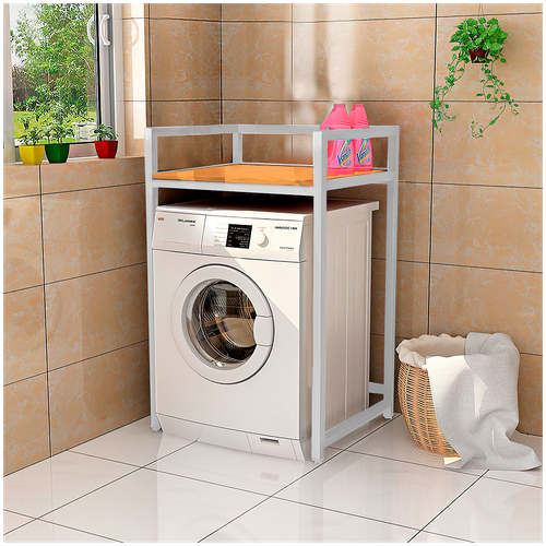 Стеллаж-подставка для стиральной и сушильной машины (Белый каркас)