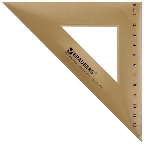 Треугольник пластиковый, угол 45, 16,5 см, BRAUBERG, тонированный, прозрачный, европодвес, 210304