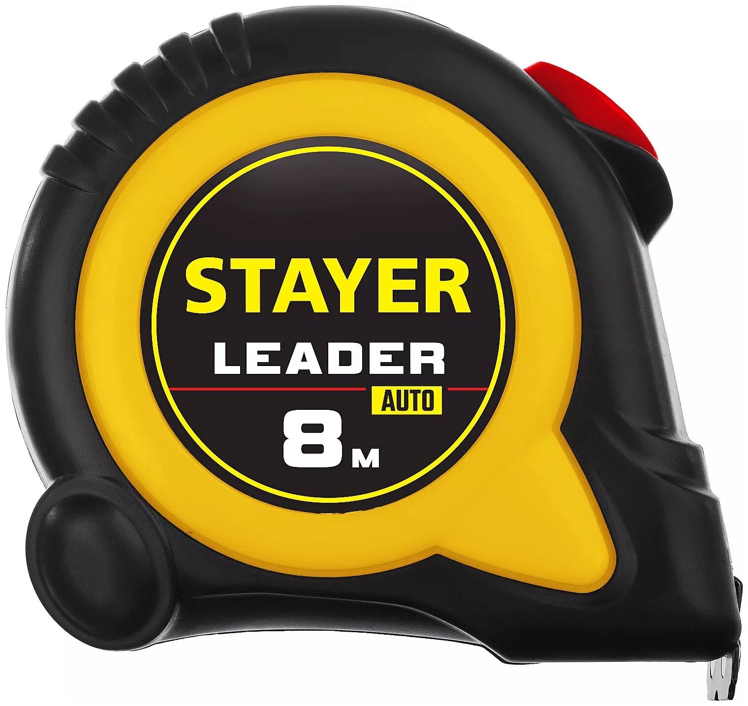 Stayer Leader 8м / 25мм рулетка с автостопом в ударостойком обрезиненном корпусе . - фотография № 4
